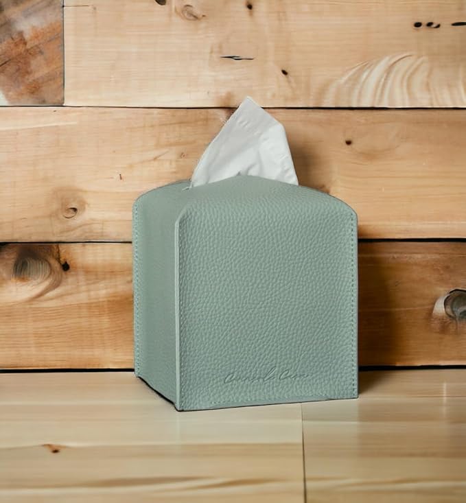 Premium PU Leather Tissue Box Holder Natural & Classic Look (Teal)