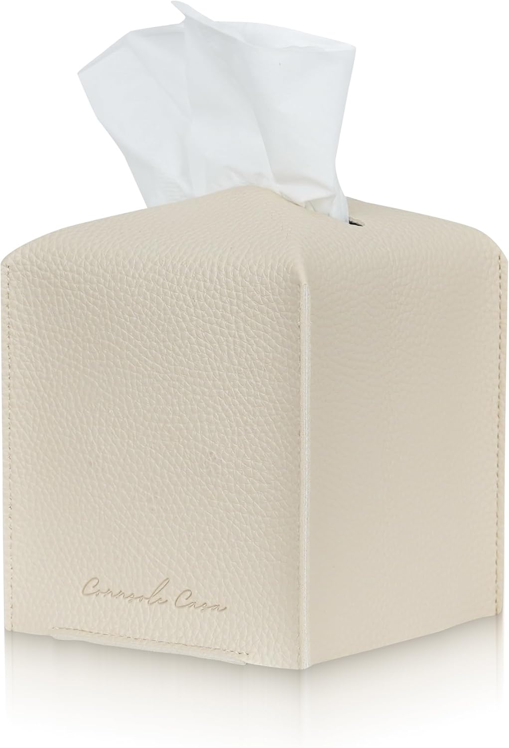 Premium PU Leather Tissue Box Holder - Elegant Hotel-Style Beige Tissue Box Cover (Beige) colour