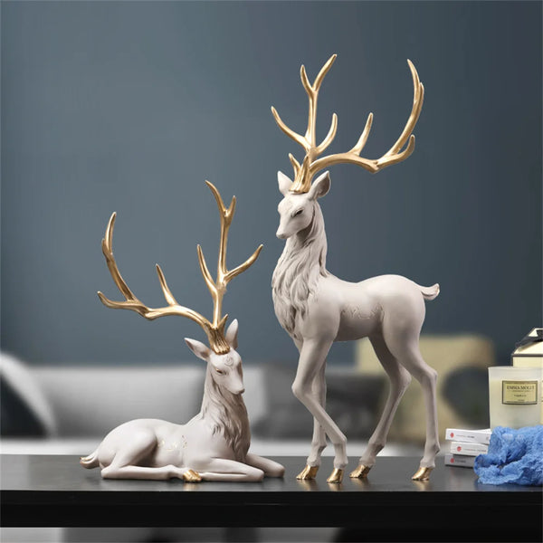 High End Deer Statue Reindeer Figurines Resin