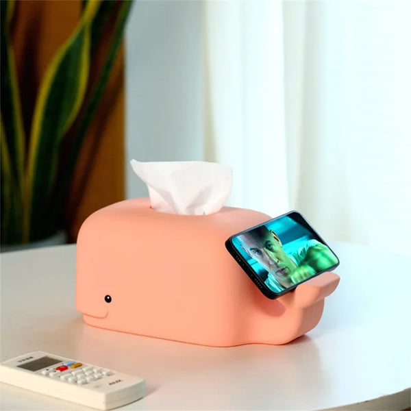 Smiling Whale Tissue Box Tail Phone Holder Soft