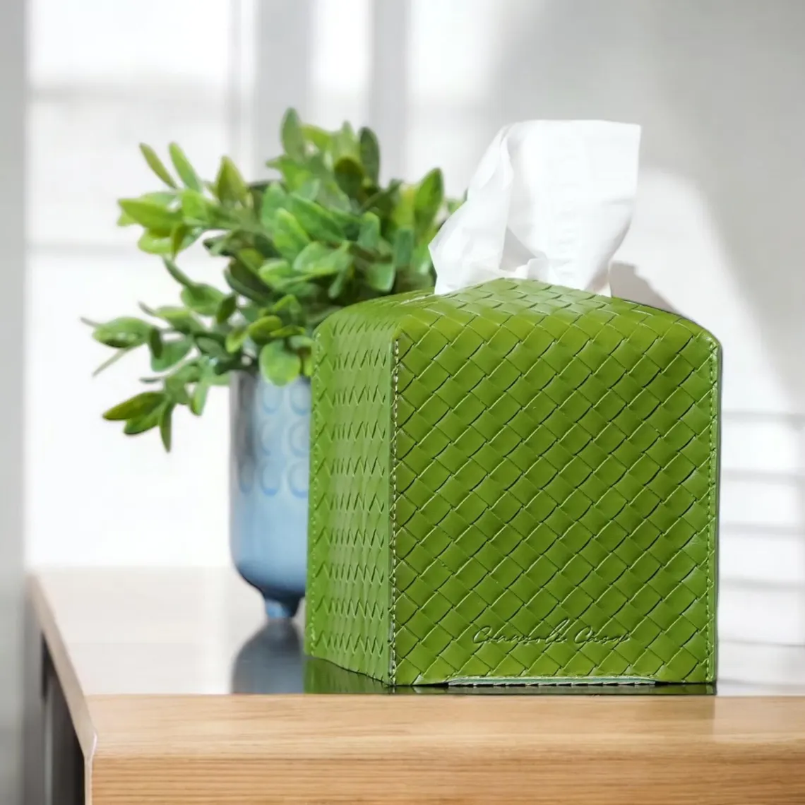 rattan-pu-leather-puffs-tissue-box-cover-green-colour