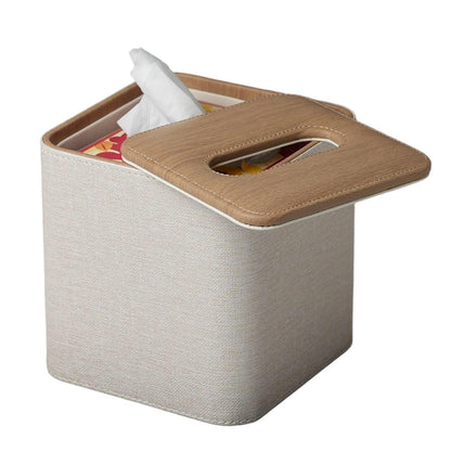 Premium Linen-Leather Tissue Box Cover