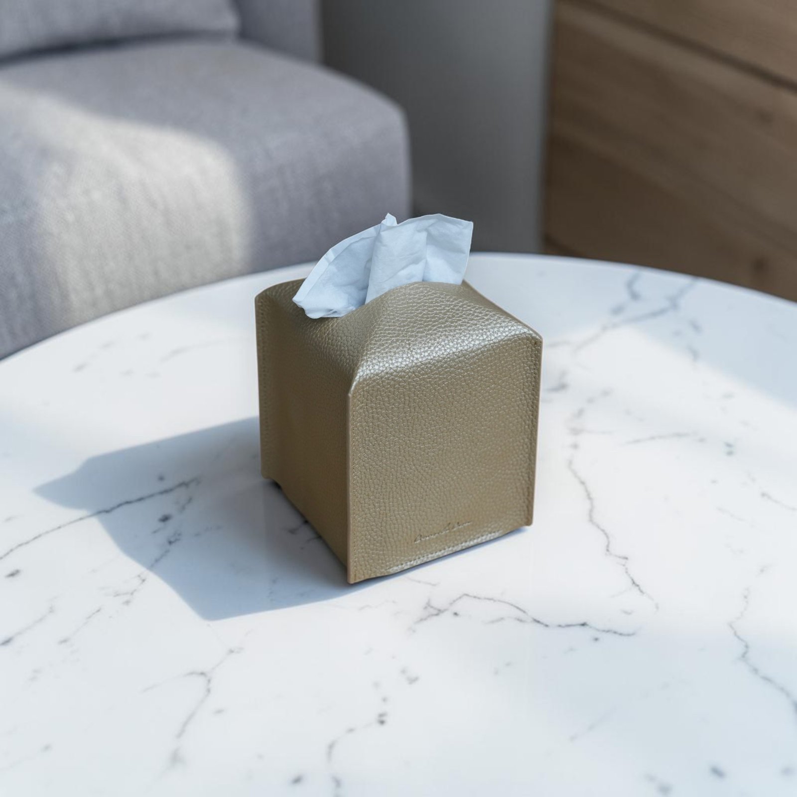 Modern PU Leather Tissue Box Cover – Square Design - Image 3
