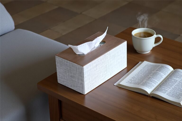Rectangular Tissue Box Cover in angular crosshatch gray by Connsole Casa