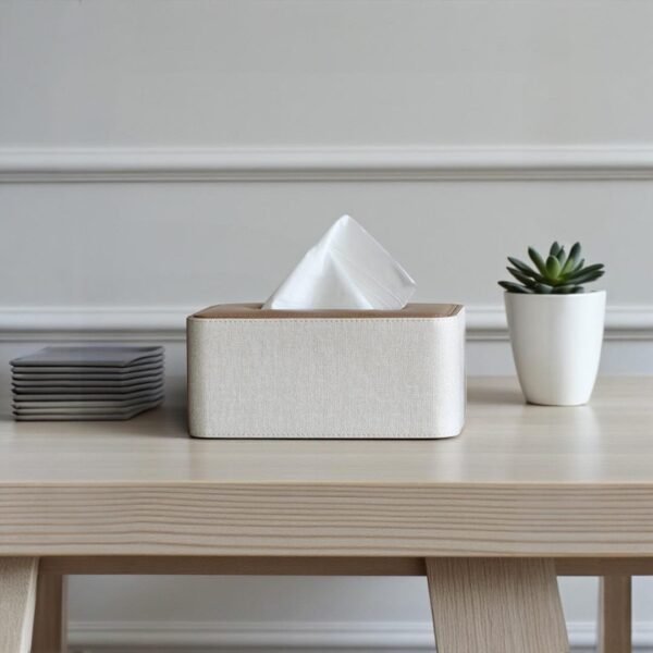 Tissue box cover with oak wood top