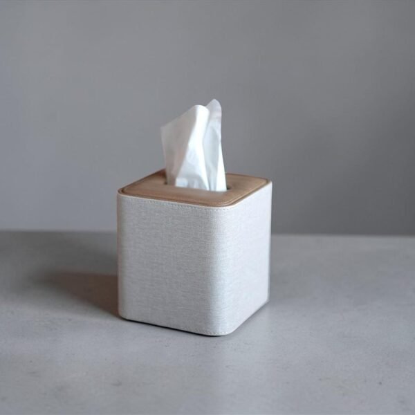 Linen texture leather tissue box cover