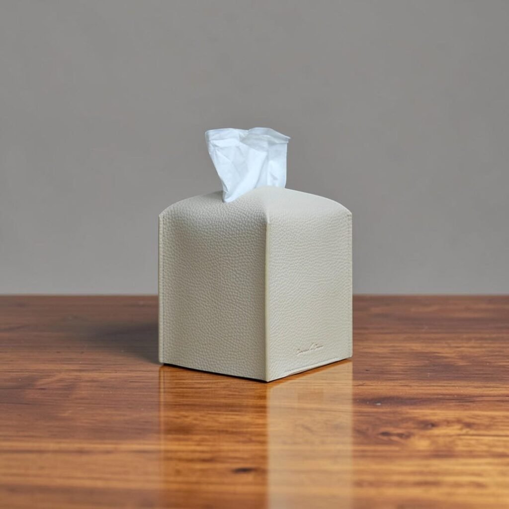 Modern square PU leather tissue box cover by Connsole Casa